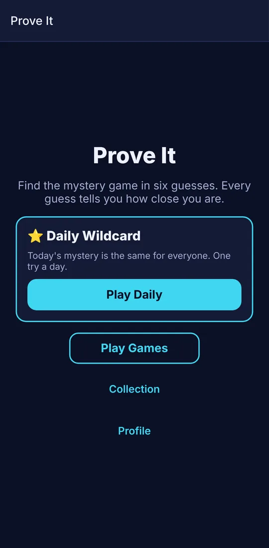 The home screen in the dark theme.